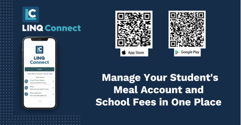 QR codes to download the LINQ Connect app from the Apple App Store or Google Play Store