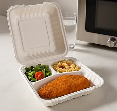 9x9x2.5 PP 3-Compartment Clamshell