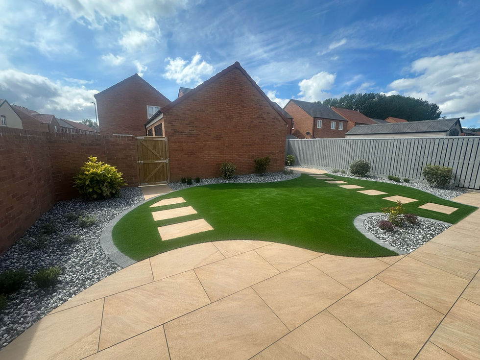 astro turf porcelain paving
