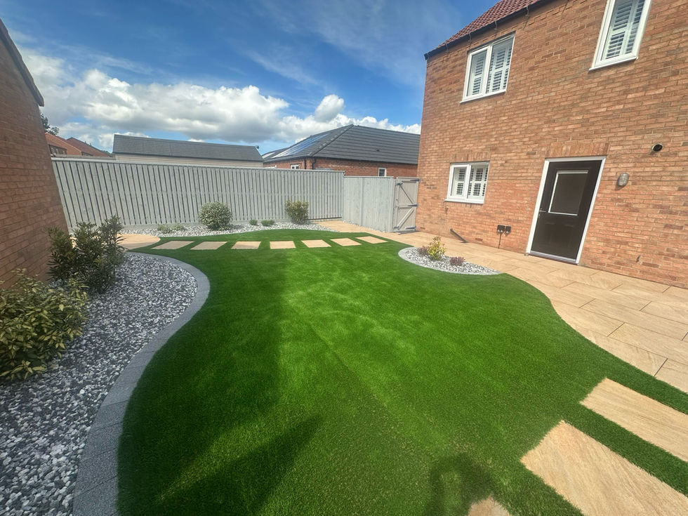 astro turf porcelain paving