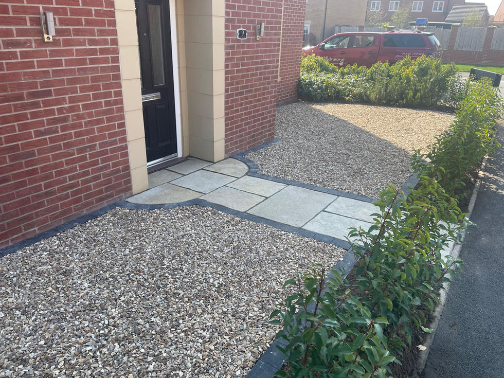 front garden gravel and porcelain paving