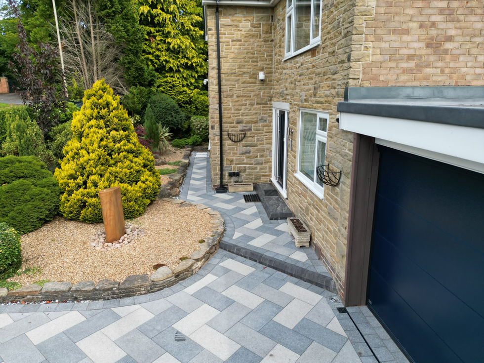 herringbone pattern block paving