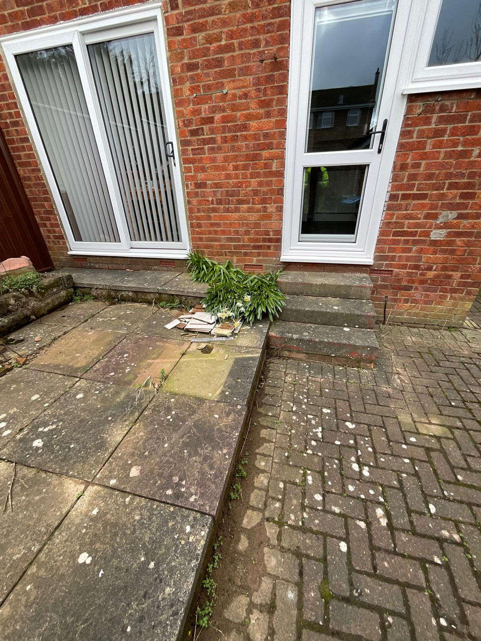 Existing multi-level rear garden before installation of retaining walls and pathways