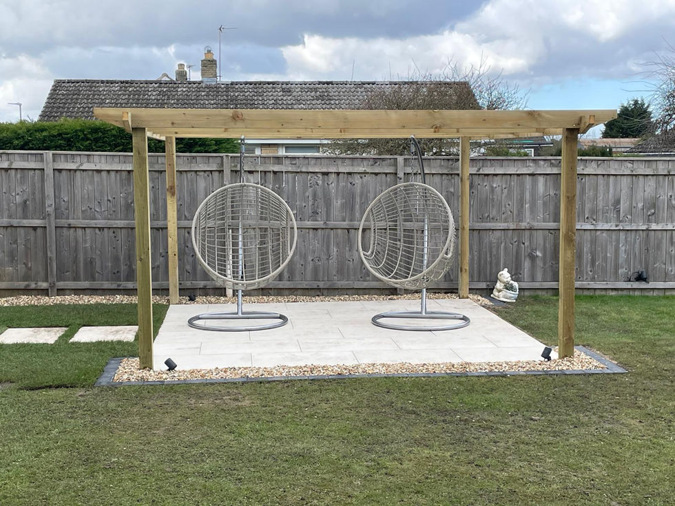 porcelain paved patio area with timber pergola