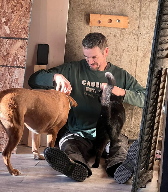 Dean patting Wilbur and Wesley