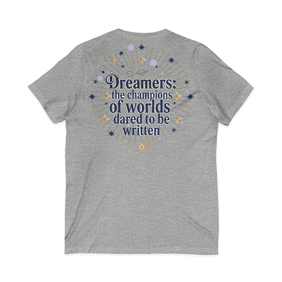 Thumbnail: Dragon Book Club V-Neck Tee — "Rebecca's Dreamers" Reading Shirt