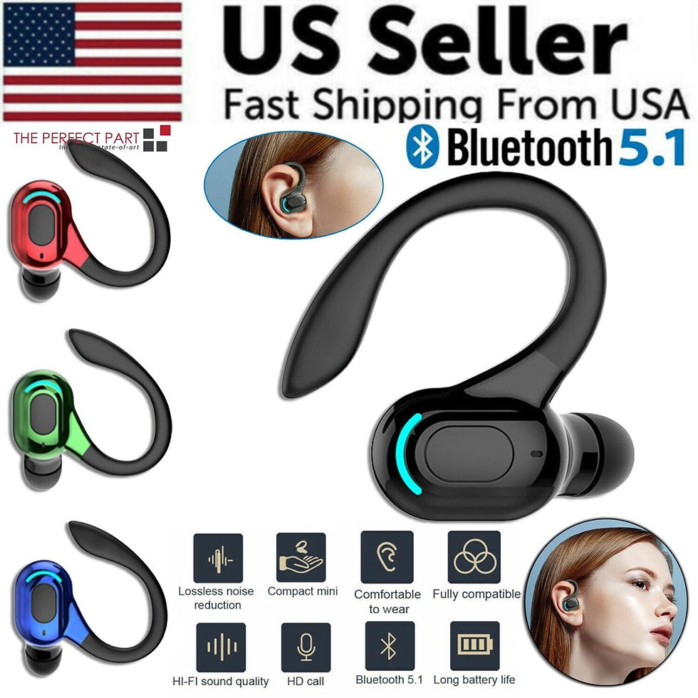 Thumbnail: New Bluetooth 5.1 Headset Wireless Earbuds Earphones Stereo Headphones Ear Hook