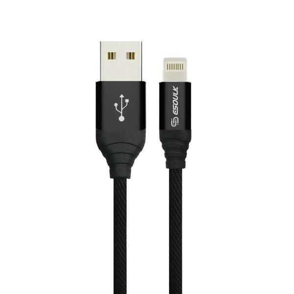 Thumbnail: Esoulk 2A Heavy Duty Braided USB Lightning Cable 2M (6.6f) Black