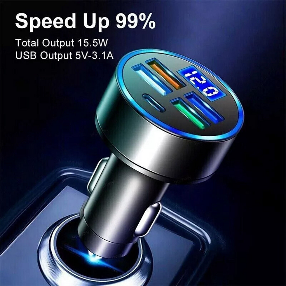 Thumbnail: 5 USB Port Super Fast Car Charger Adapter For iPhone Samsung Android Cell Phone