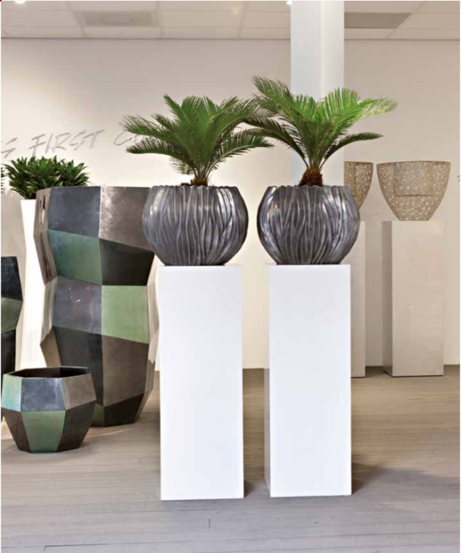 Tall metal office plant displays
