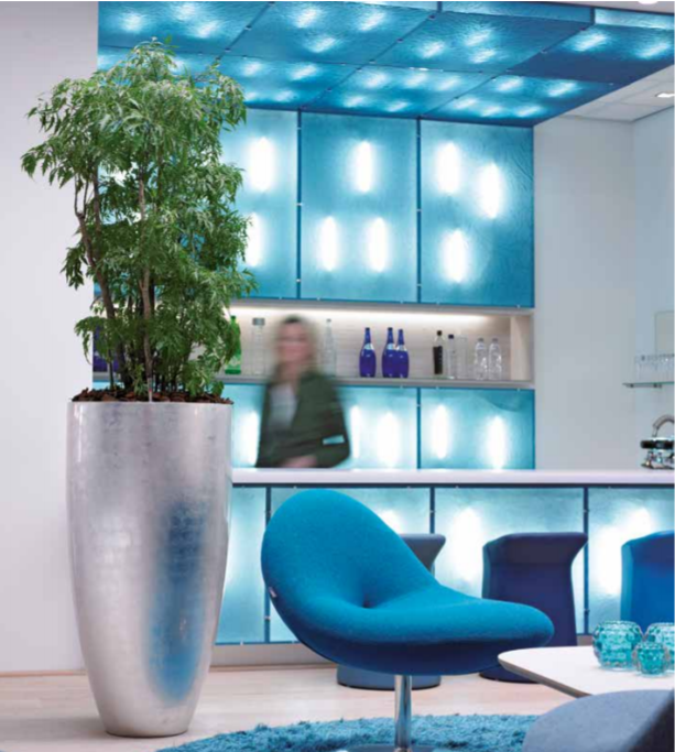 Metal Leaf office plant pot