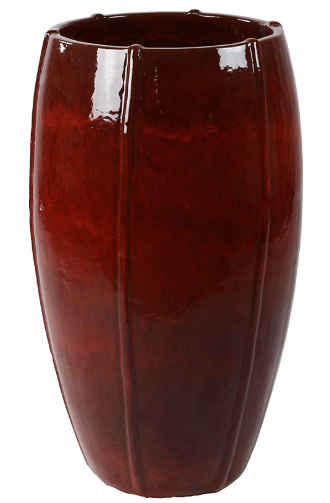 red ceramic office plant pot