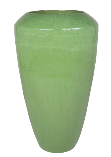 Green ceramic office plant pot