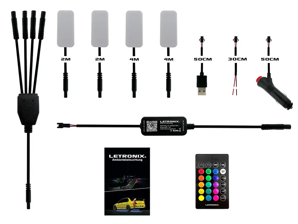 Miniaturbild: LETRONIX RGB LED Fußraumbeleuchtung Module 4er Set mit Bluetooth App Steuerung