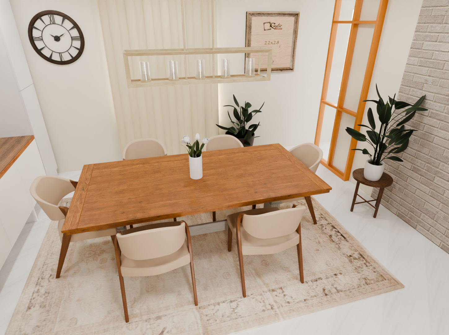 transformation salon , salle a manger, bureau télétravail, miroir organic, table en bois _ personnes, chaise confortable, verriere cuisine semi ouverte