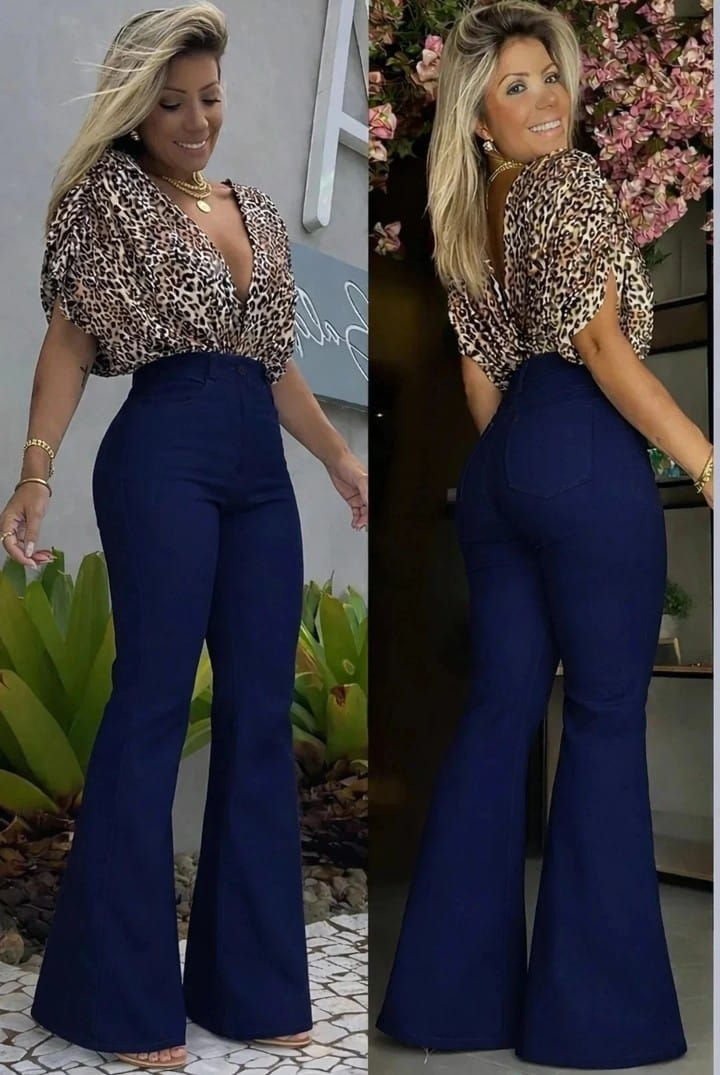 Calça Jeans Flare Essence -Azul Marinho