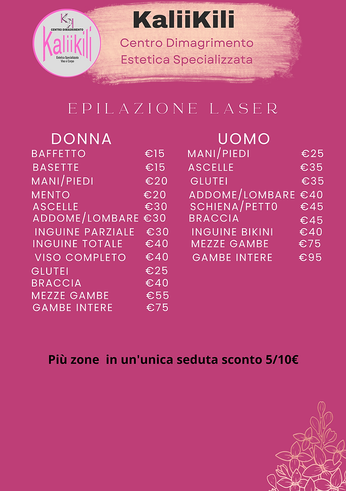 Listino Prezzi Epilazione Laser KaliiKili