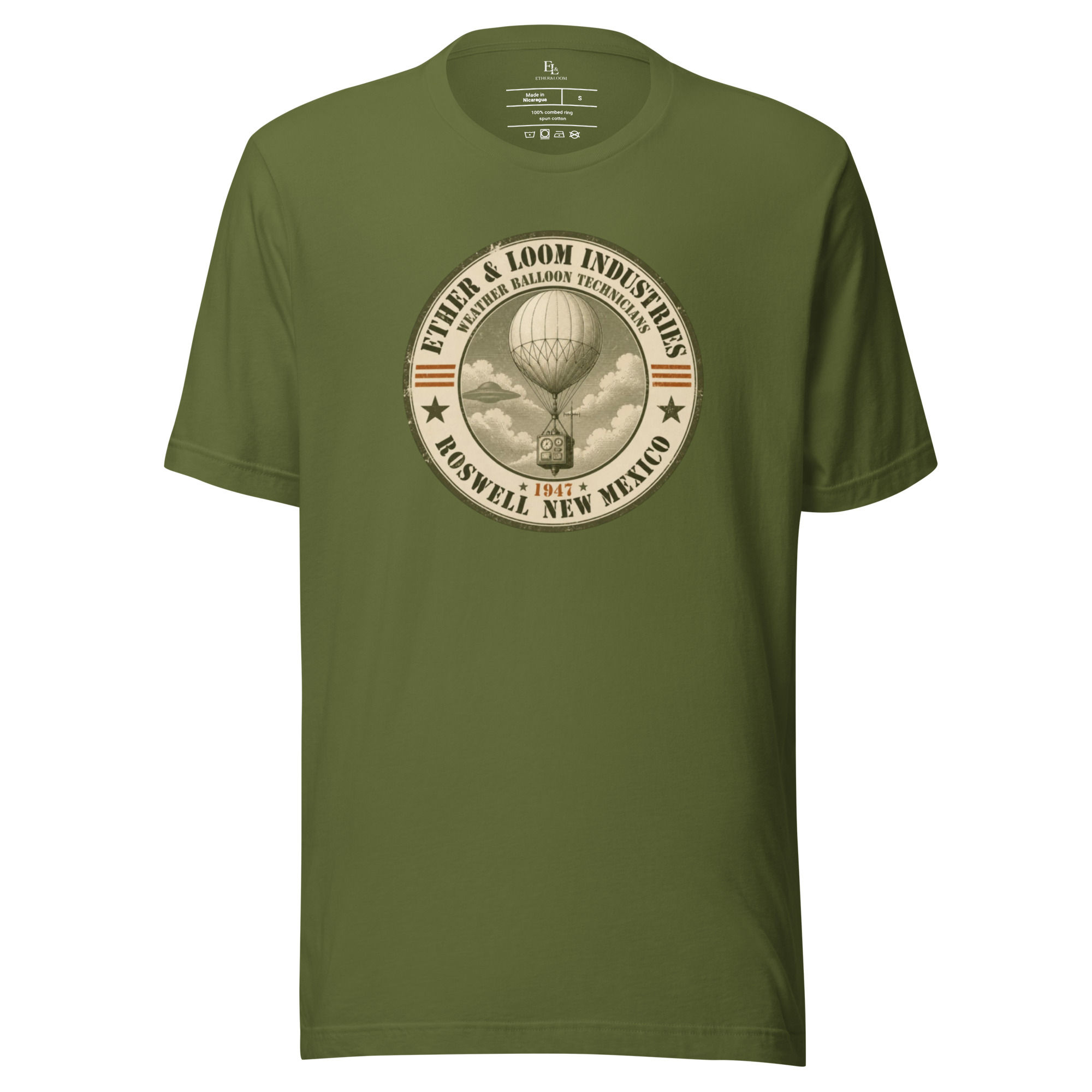 Ether & Loom Roswell 1947 Patch Tee (olive green)