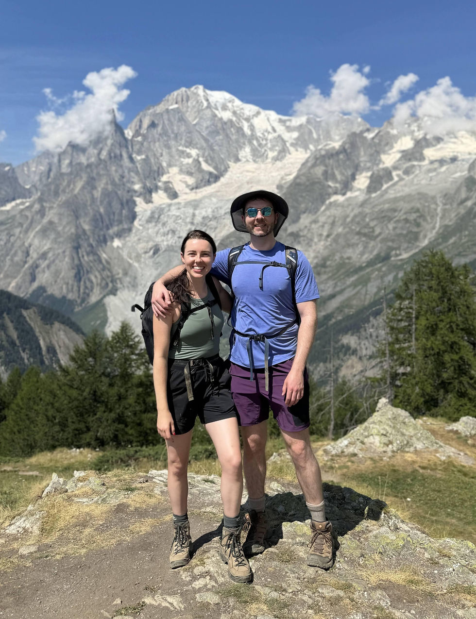 Ann Marie hiking the Tour du Mont Blanc with her brother, Joseph.