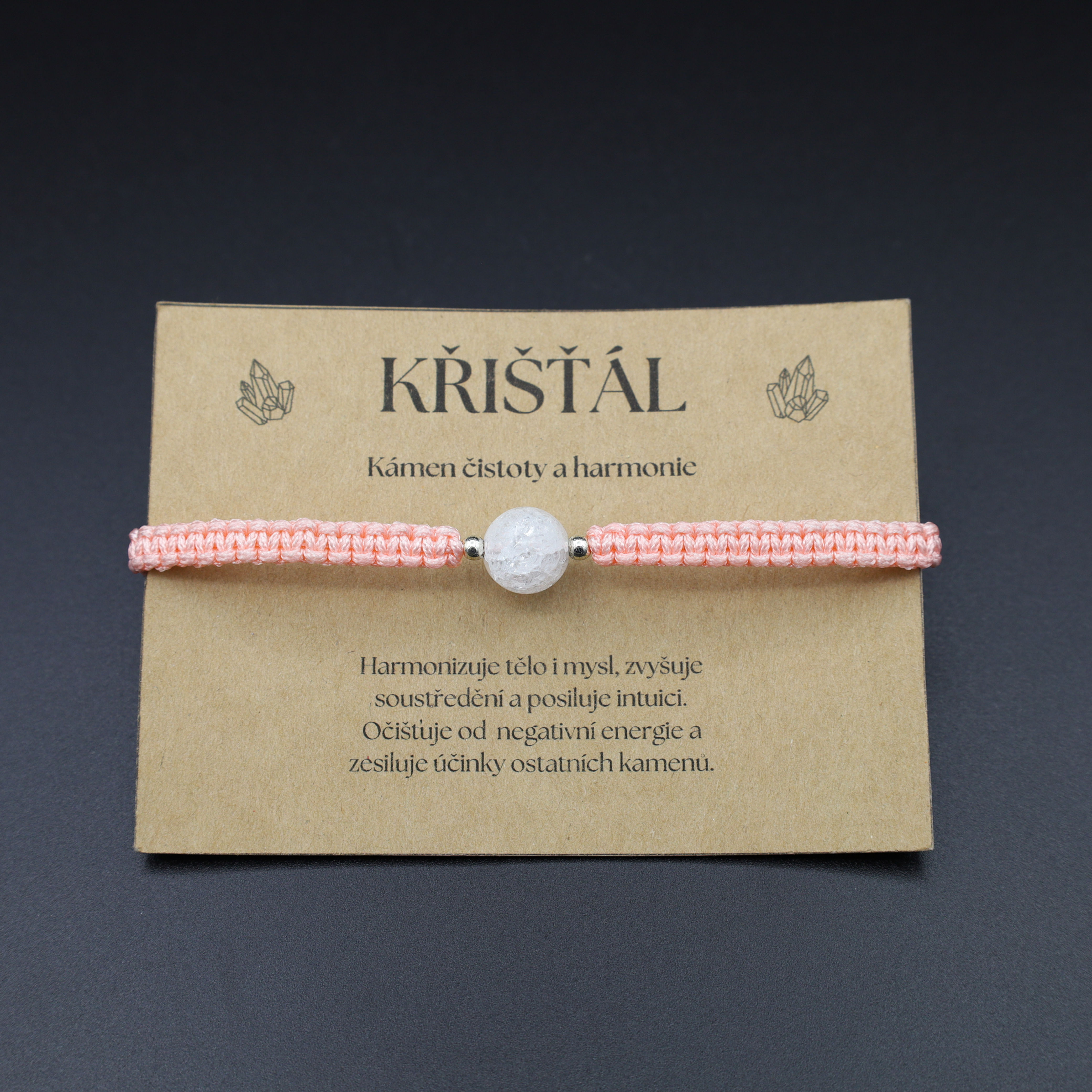 Ručně pletený náramek s křišťálem