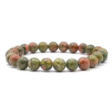 8mm Unakite stretch beaded semi-precious bracelet