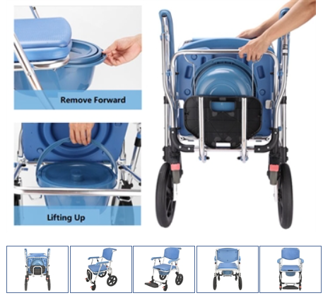 Thumbnail: FOLDABLE COMMODE WHEELCHAIR