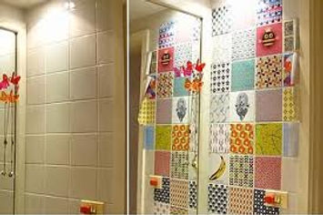 Adesivo de azulejo vintage no banheiro