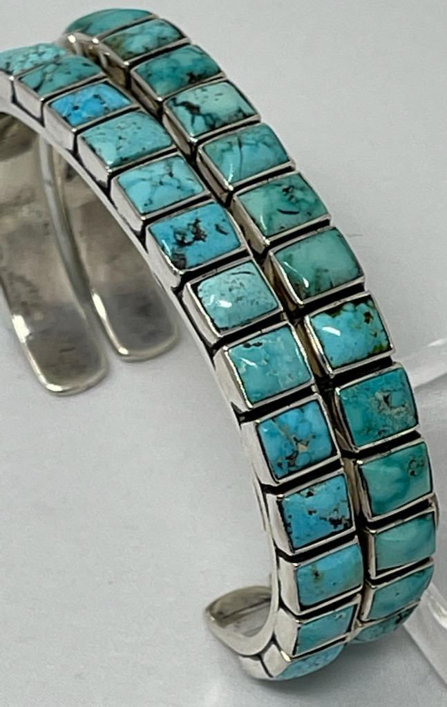 Thumbnail: Sterling Silver Kingman Turquoise Bracelet