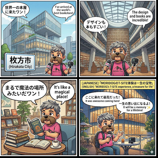 枚方T-SITEは、ただの「本屋」ではありませんでした。 それは、夢と知識が交差する「魔法の場所」。 皆さんもぜひ、自分だけの一冊を見つけに訪れてみてくださいね。ワン!