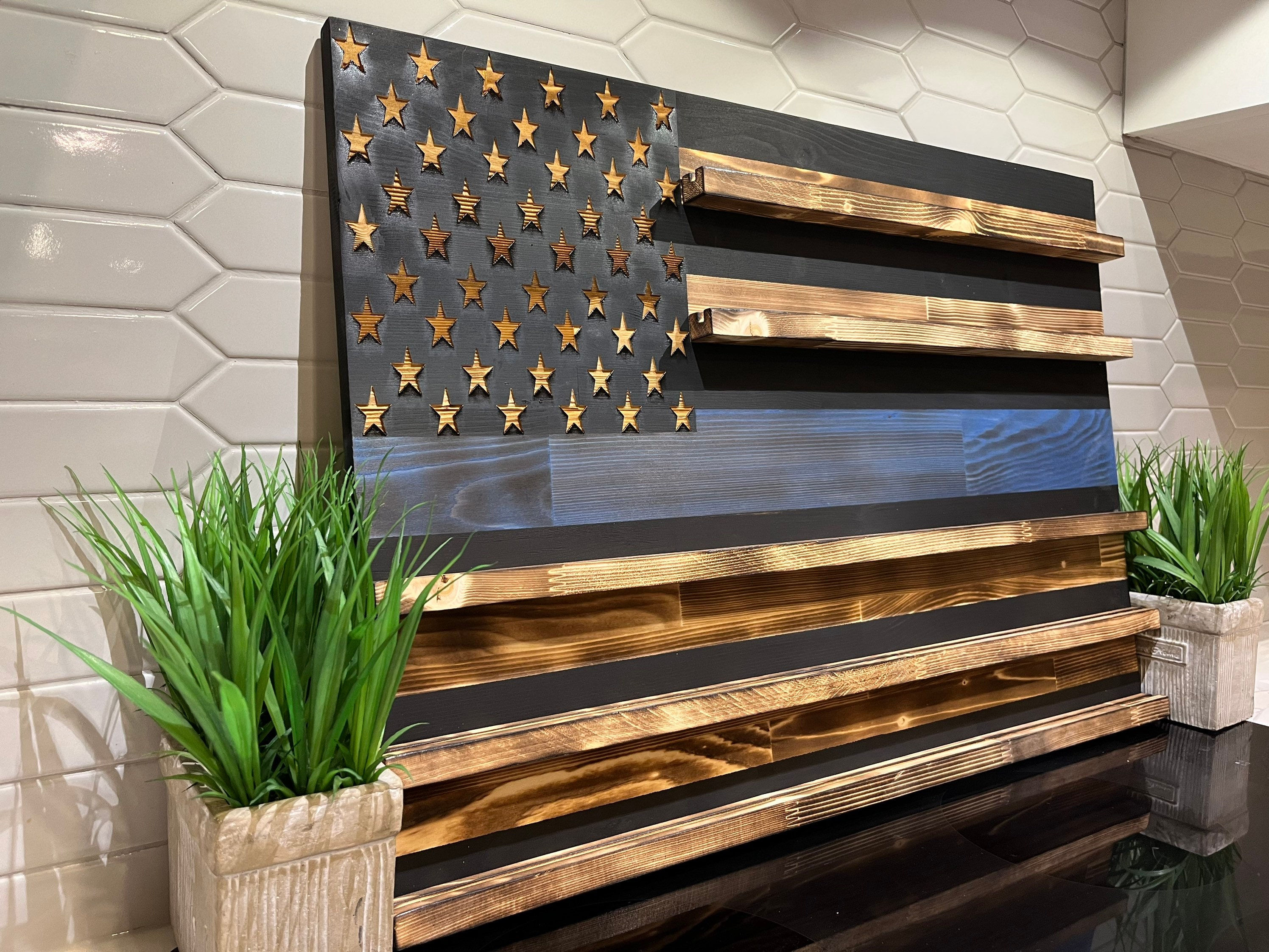 American Thin Blue Line Challenge Coin Display