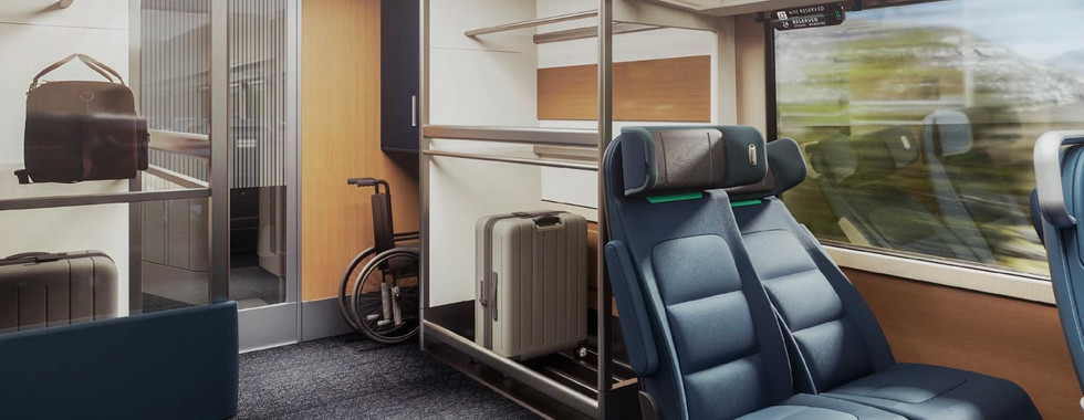 Amtrak's long distance fleet proposal includes renderings of a luggage area - Amtrak