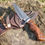 Thumbnail: 10" Damascus Steel Hand Forged Hunting Knife | Non Slip Walnut Wood Handle