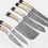 Thumbnail: Set of Six Hand forged Damascus Steel Kitchen Knives with Bone Scales