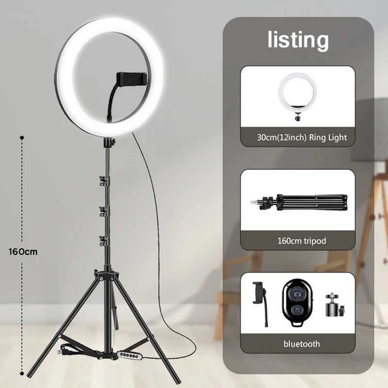 Thumbnail: LTDT10" 26Cm Selfie Ring Light Photography Led Lamp with Mobile Holder Support T