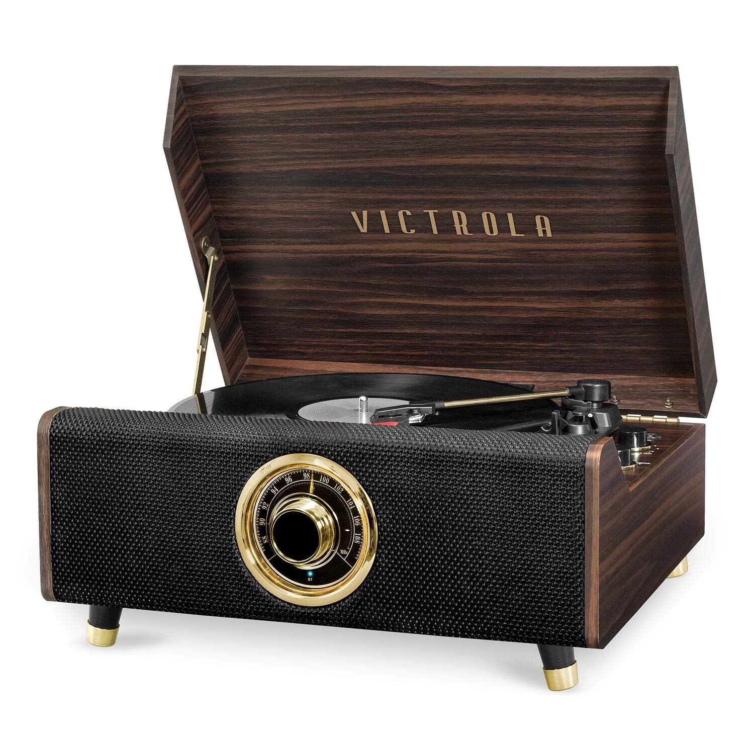 Victrola Highland 4-in-1 Bluetooth Record Player (Espresso) 3-Speed Record Playe