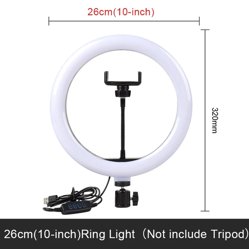 Thumbnail: LTDT10" 26Cm Selfie Ring Light Photography Led Lamp with Mobile Holder Support T
