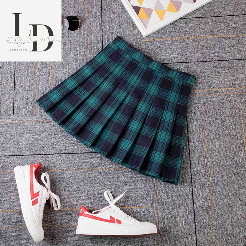Thumbnail: LTDT 2023 Women A- Line Skirt Red Plaid Skirt Korean Plaid Skirt Spring and Autu