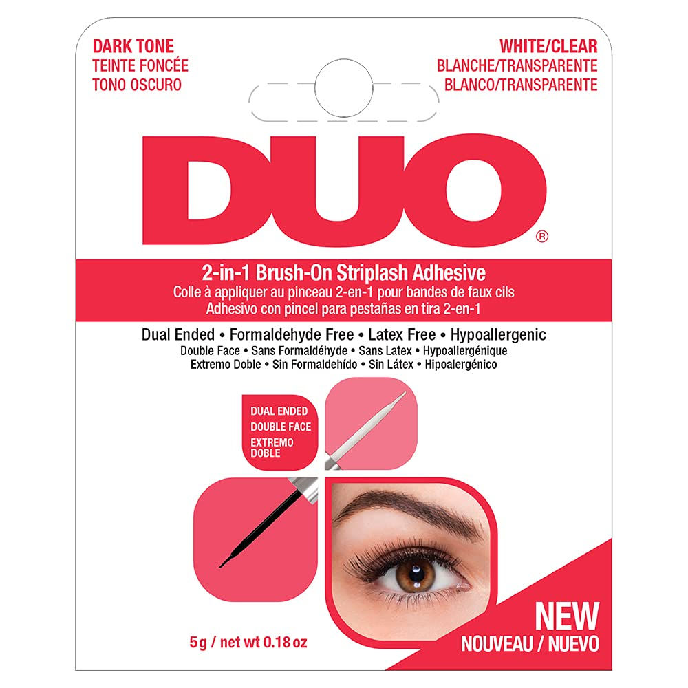 DUO Adhesives 2-in-1 Brush On Clear & Dark Adhesive Dual-Ended Two Color Choice