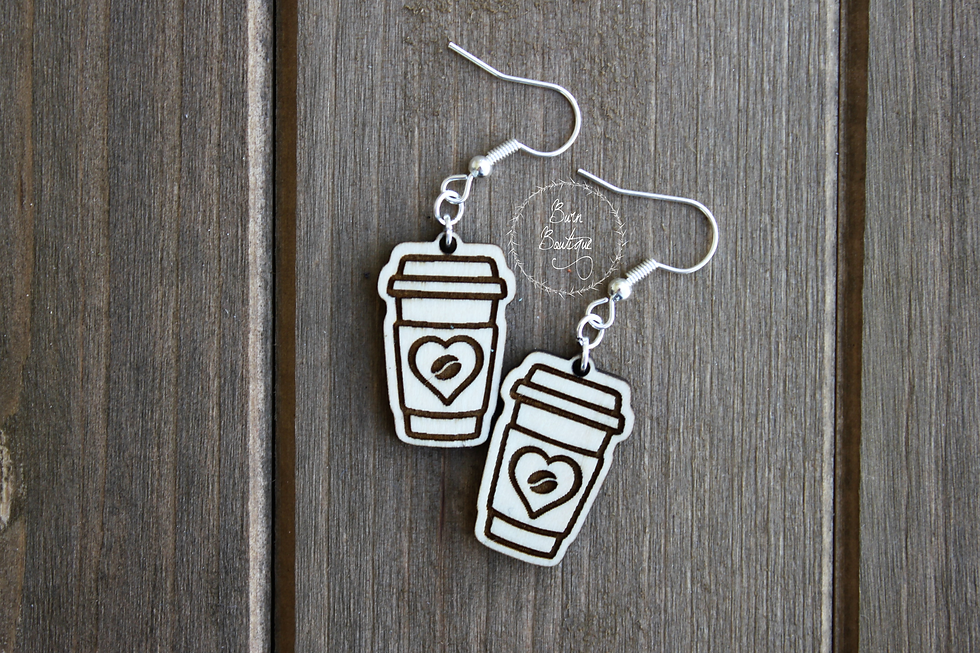 Thumbnail: Wooden Coffee Cup Earrings