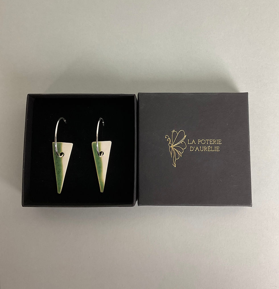 Miniature : Boucles d'oreilles triangle verte verticale