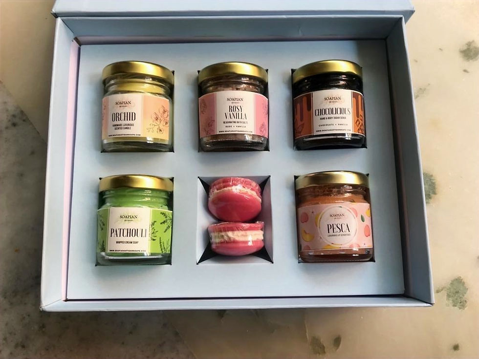 Image showing a beautifully arranged spa box filled with luxurious skincare products