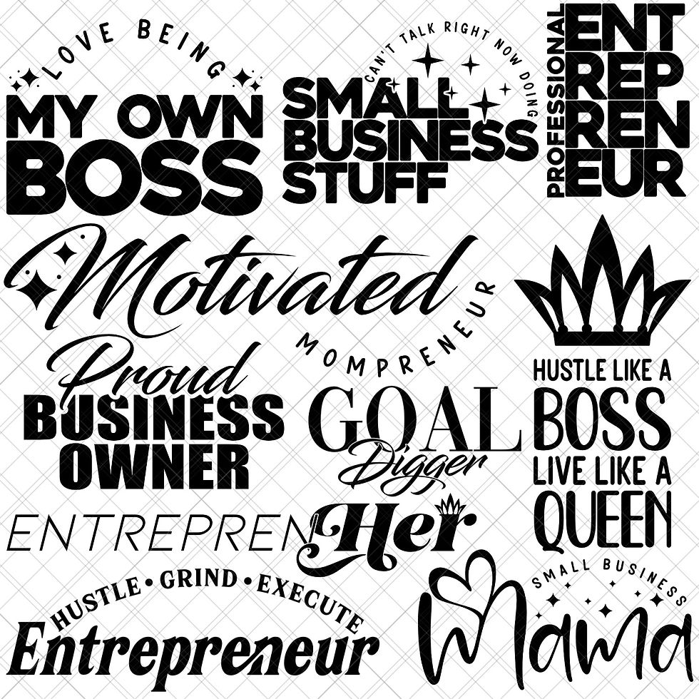 Boss babe entrepreneur quotes SVG bundle with motivational sayings for mompreneurs, business moms, and female bosses