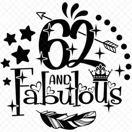 62nd birthday SVG rainbow design for shirts, mugs, banners, and personalized birthday party gifts