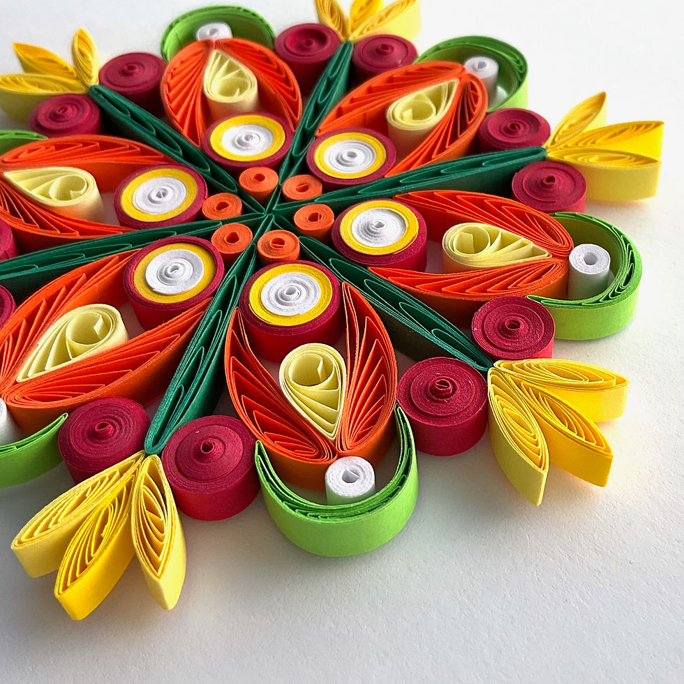 christmas ornament orange yellow green hanging christmas tree decoration paper quilled snowflake