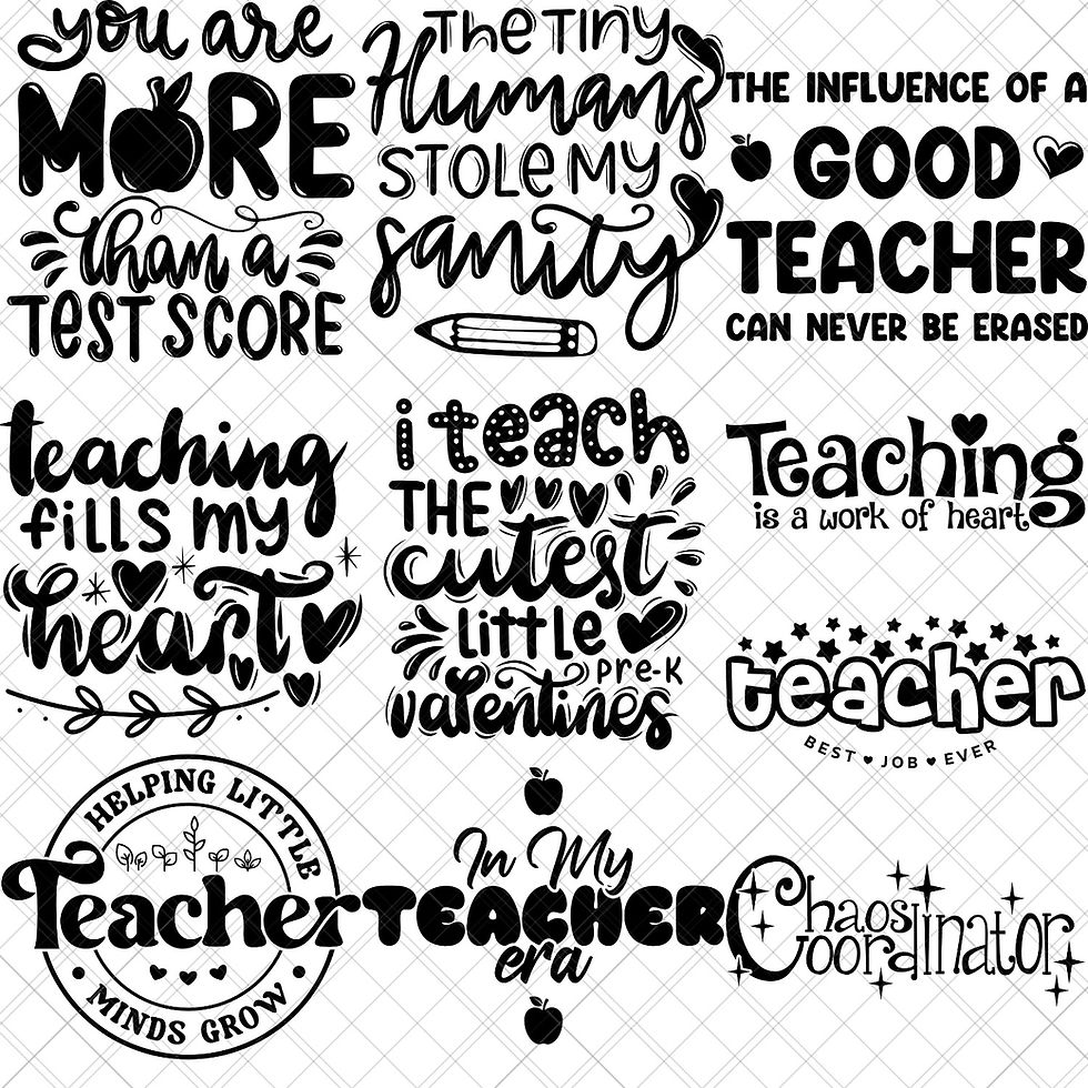 Teacher Quotes SVG Bundle with inspirational and funny sayings for teachers and classrooms