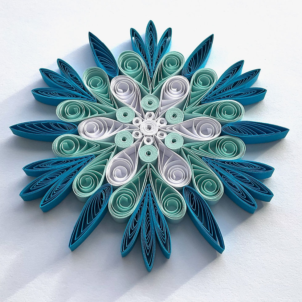 christmas ornament blue white hanging christmas tree decoration paper quilled snowflake