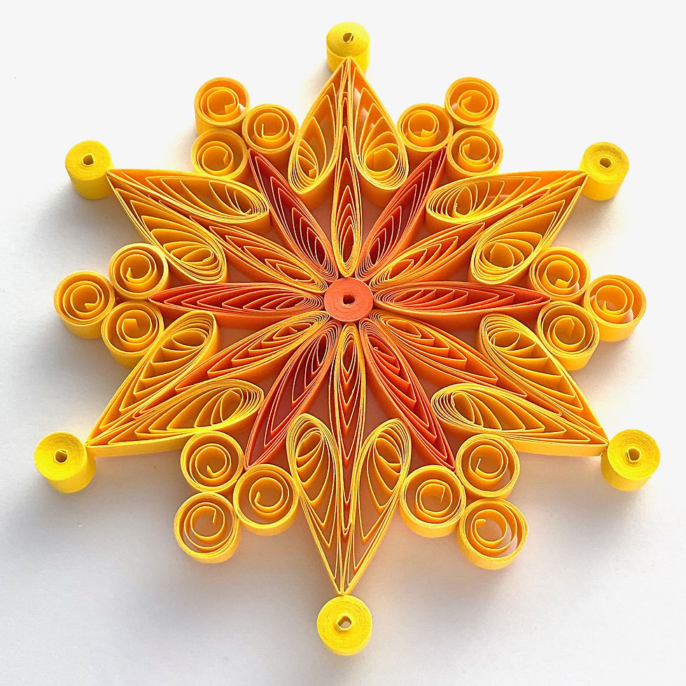 christmas ornament orange yellow hanging christmas tree decoration paper quilled snowflake
