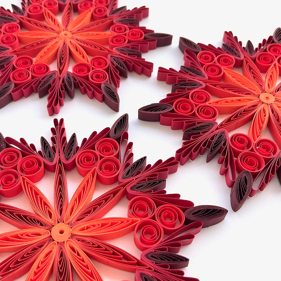 red christmas ornament paper quilled snowflake hanging home decoration