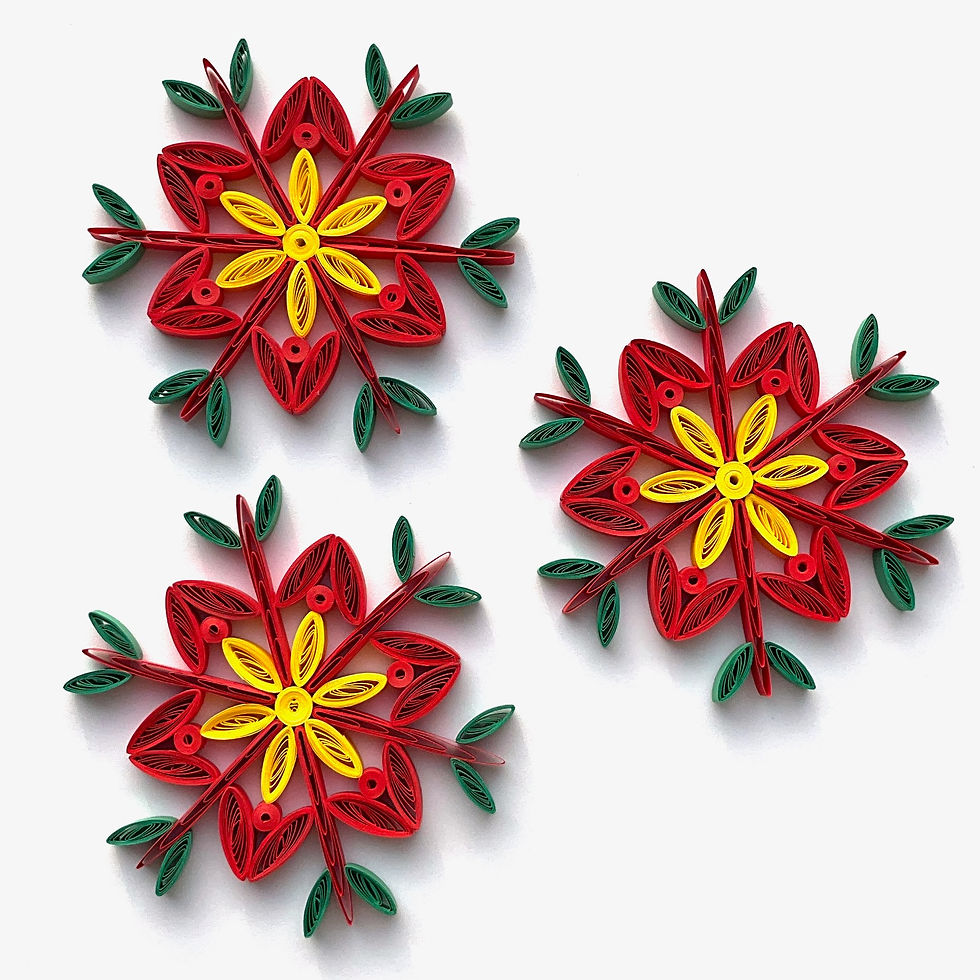 christmas ornament red yellow green hanging christmas tree decoration paper quilled snowflake