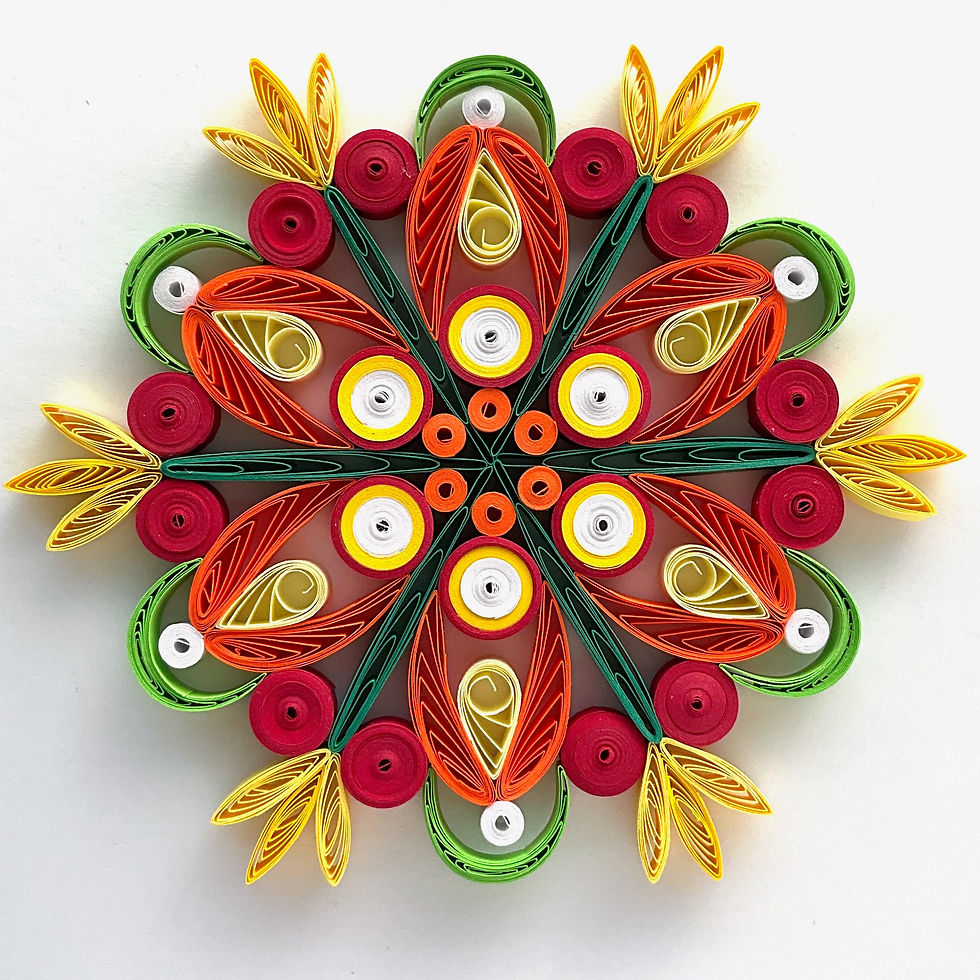 christmas ornament orange yellow green hanging christmas tree decoration paper quilled snowflake